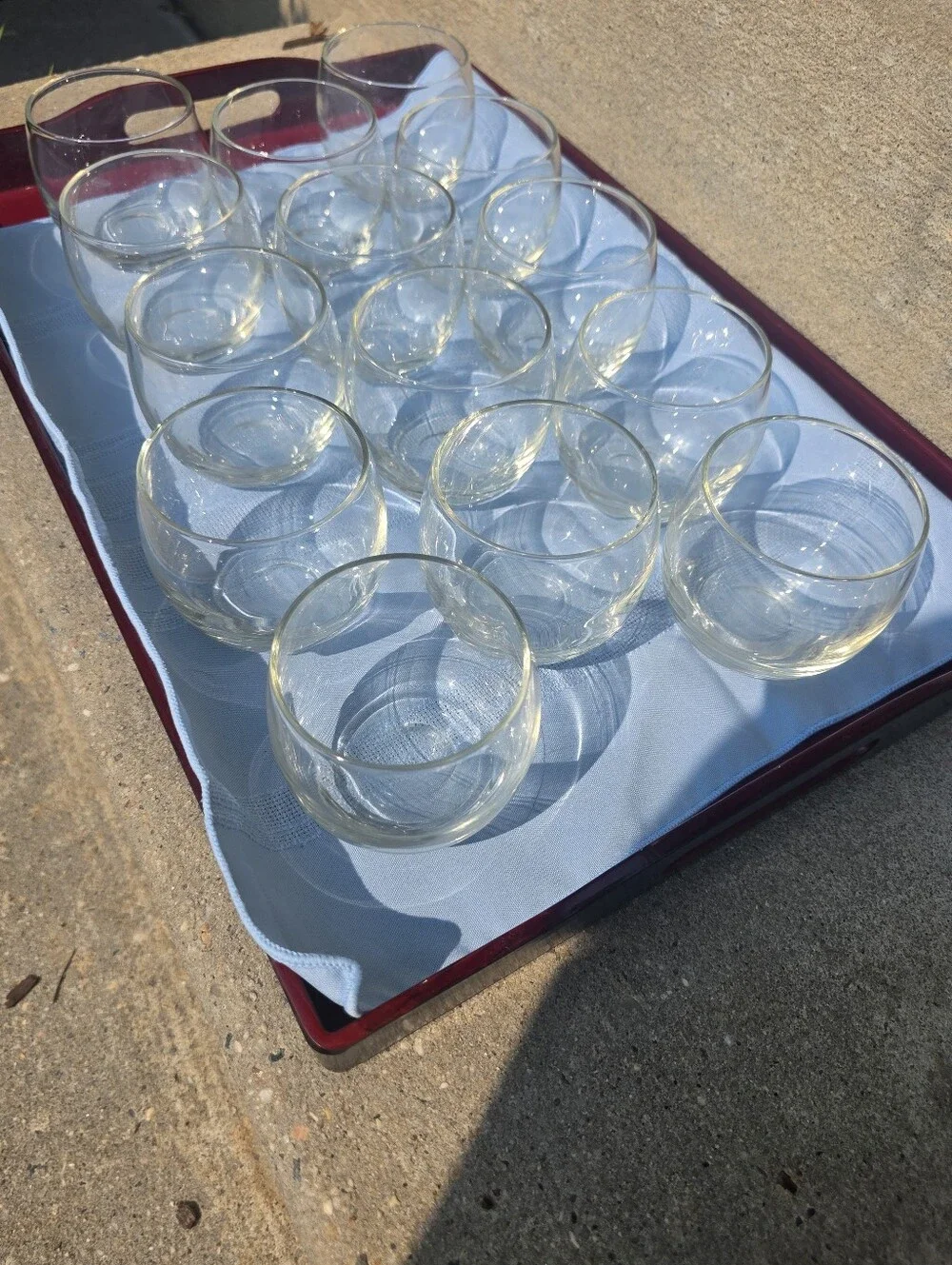 Rolly poly clear bintage glass tumblers, set of 14